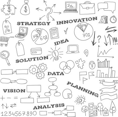 Doodle infographics öğeleri koleksiyonu