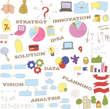 Doodle infographics öğeleri koleksiyonu