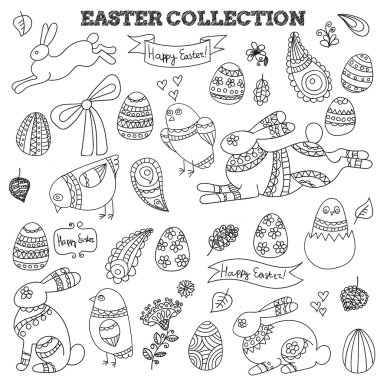 Doodle Paskalya vektör toplama