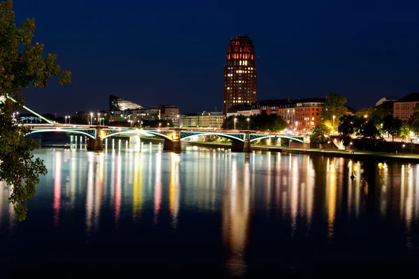 Skyline Frankfurt am Main shoot at night - Stock Image — Stock Photo, Image