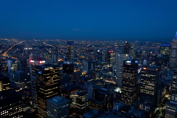 Skyline Melbourne di notte — Foto Stock