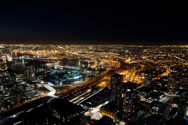 Melbourne skyline nattetid — Stockfoto