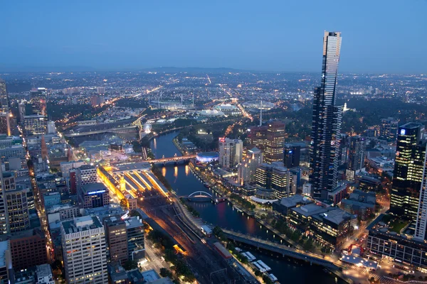 Мельбурн Skyline вночі Стокове Фото