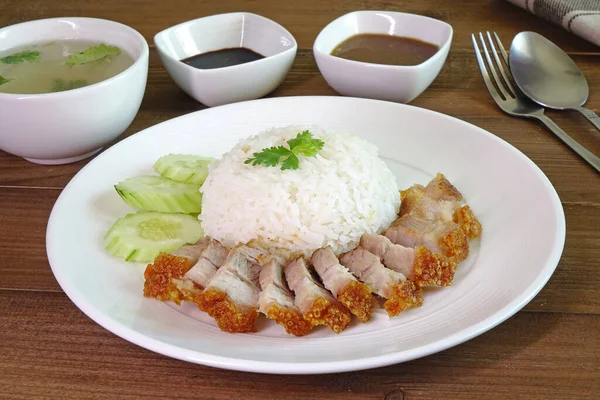 Daging Babi Renyah Kao Moo Krop Makanan Lokal Thailand Populer — Stok Foto
