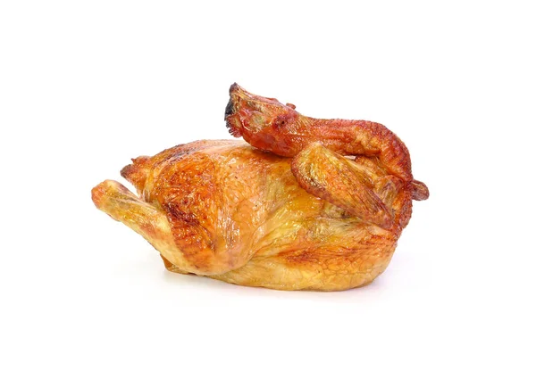 Frango Assado Isolado Sobre Fundo Branco Cantonês Tradicional Assado Frango — Fotografia de Stock