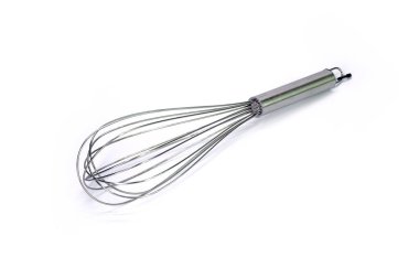 Paslanmaz çelik çırpıcı beyaz arkaplanda izole edilmiş.