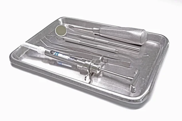 Zahnarzt Werkzeuge Komplettes Set Isoliert Auf Weißem Hintergrund — Stockfoto