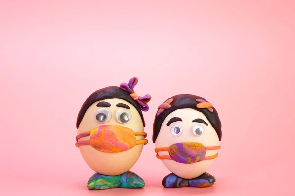 Ovos Páscoa Engraçados Usando Máscara Colorida Para Decoração Feriados Páscoa — Fotografia de Stock