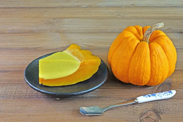 Eierpudding Kürbis Eine Art Desserts Für Halloween Party Und Erntedank — Stockfoto