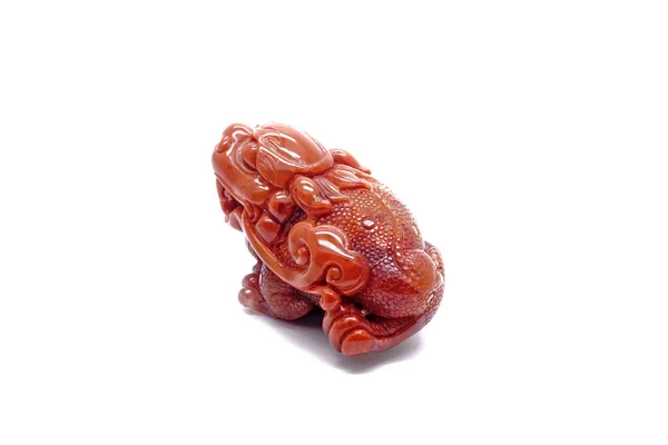 Ädelsten Snida Isolerad Vit Bakgrund Kina Sydlig Röd Agat Snida — Stockfoto