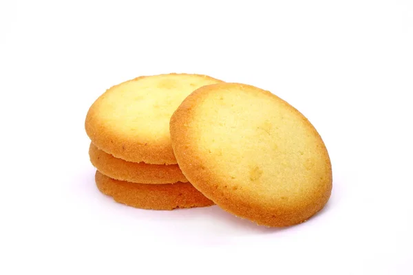 Danska Smör Cookies Isolerade Vit Bakgrund — Stockfoto