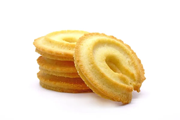 Biscotti Burro Isolati Sfondo Bianco — Foto Stock
