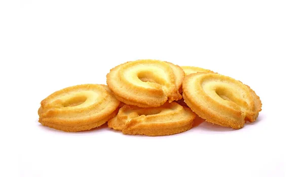 Galletas Mantequilla Aisladas Sobre Fondo Blanco — Foto de Stock