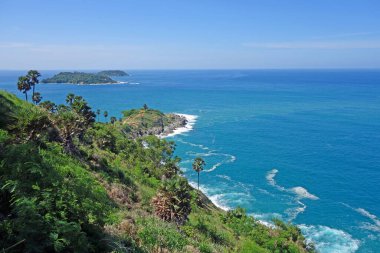 Phromthep 'in güzel deniz manzarası, Phuket Tayland