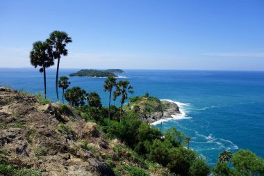 Phromthep 'in güzel deniz manzarası, Phuket Tayland