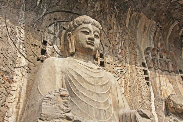 Buddha Socha Longmen Grottoe Luoyang Henan Čína Slavné Místo Světového — Stock fotografie