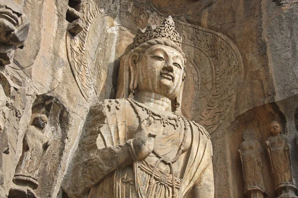 Estátua Buda Longmen Grottoe Luoyang Henan China Famoso Patrimônio Mundial — Fotografia de Stock