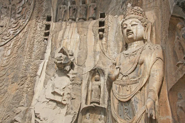 Buddha Szobor Longmen Grottoe Luoyang Henan Kína Híres Világörökségi Helyszín — Stock Fotó