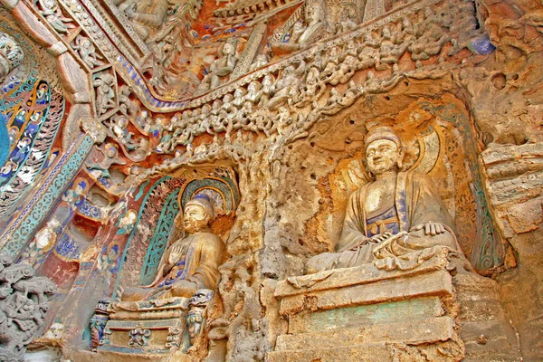 Estátua Buda Yungang Grottoe Shanxi China Famoso Património Mundial China — Fotografia de Stock