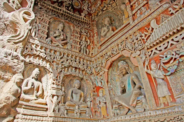 Estatua Buda Grottoe Yungang Shanxi China Famoso Sitio Del Patrimonio —  Fotos de Stock
