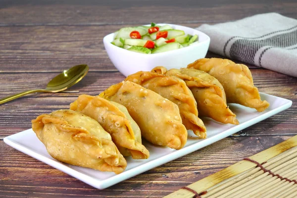 Chicken curry puff, famous snack in South East Asia. Halal food