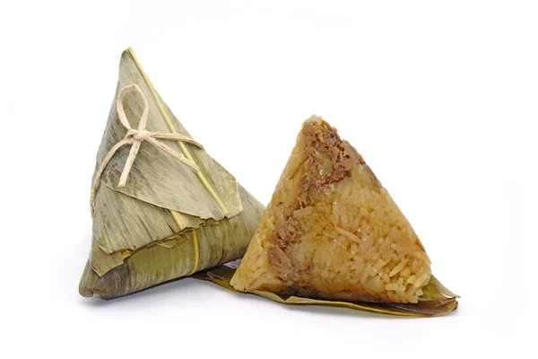 Lepkavý Rýžový Knedlík Nebo Zongzi Pyramidový Knedlík Vyrobený Zabalením Lepkavé — Stock fotografie