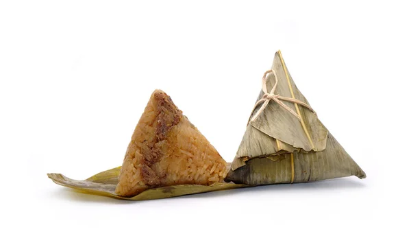 Lepkavý Rýžový Knedlík Nebo Zongzi Pyramidový Knedlík Vyrobený Zabalením Lepkavé — Stock fotografie