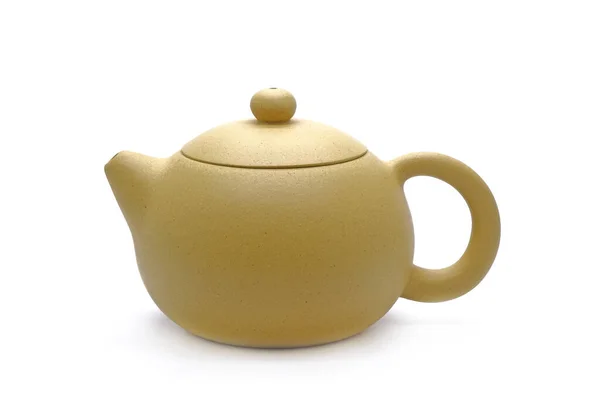 Japanese Zen Style Yellow Clay Teapot Isolated White Background — Stock Photo, Image