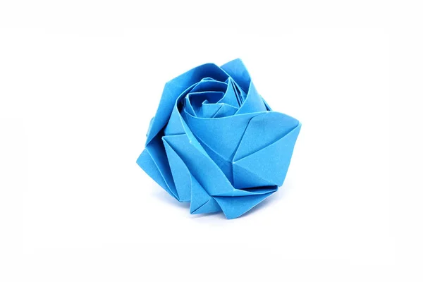 Blue Rose Origami Isolated White Background Valentine Day Love Concept — Stock Photo, Image