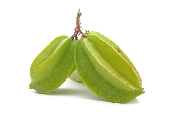 Sternfrüchte Vereinzelt Auf Weißem Hintergrund Carambola Oder Sternfrucht Ist Die — Stockfoto