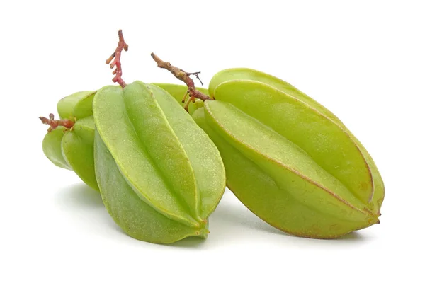 Sternfrüchte Vereinzelt Auf Weißem Hintergrund Carambola Oder Sternfrucht Ist Die — Stockfoto