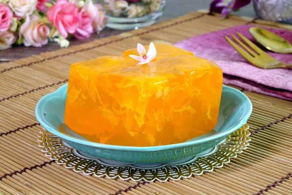 Tajski Deser Słodkie Jajko Mrożone Ciasto Galaretki Tajskie Pomyślne Desery — Zdjęcie stockowe