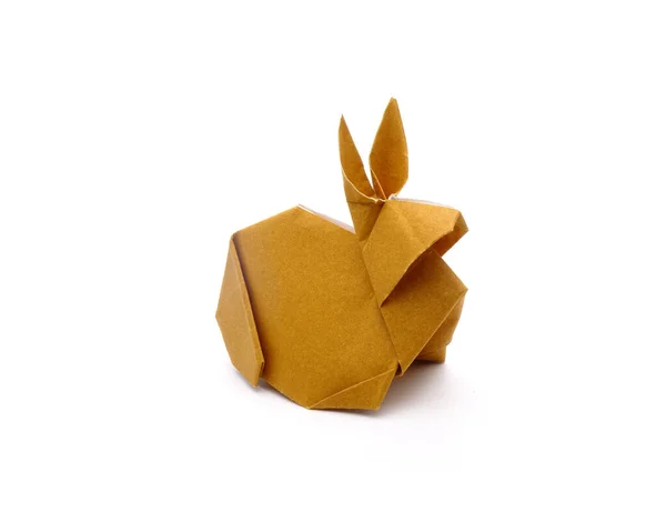Påskeharen Kanin Origami Papir Kunst Isoleret Hvid Baggrund Gør Det - Stock-foto