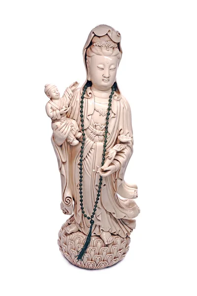 Avalokitesvara Bodhisattva Guanyin Izolált Fehér Alapon — Stock Fotó