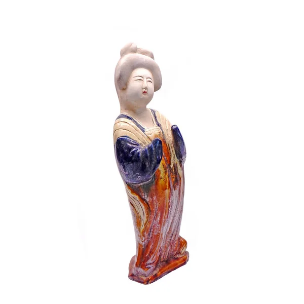 Tang Dinasztia Női Szépsége Sír Figura Izolált Fehér Alapon Ezer — Stock Fotó