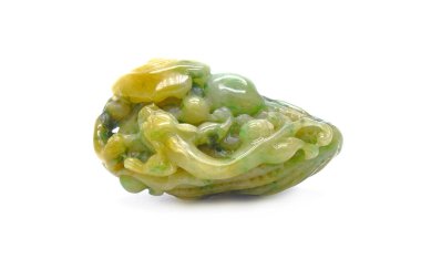 Yeşim. Güzel Yeşim heykel: Çin Şanslı Kaplanı (Pixiu) beyaz arka planda izole