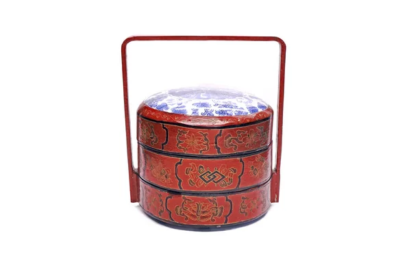 Ročník Čínské Tiffin Nosič Krásné Čínské Tradiční Potraviny Nosiče Izolované — Stock fotografie