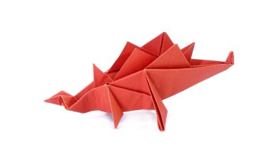 Stegosaurus dinozor Origami kağıt sanatı beyaz arkaplanda izole edilmiş