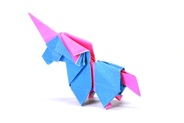 Enhörning Origami Papperskonst Isolerad Vit Bakgrund Idéer För Diy Hobby — Stockfoto