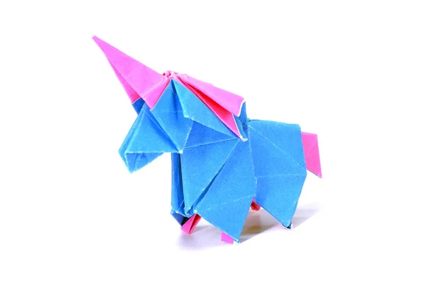 Enhörning Origami Papperskonst Isolerad Vit Bakgrund Idéer För Diy Hobby — Stockfoto