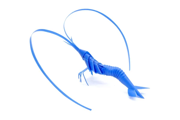 Garnelen Blue Shrimp Diy Trinkhalm Handgefertigt Isoliert Auf Weißem Hintergrund — Stockfoto