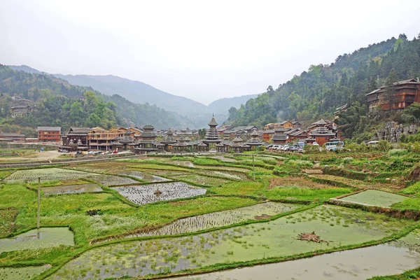 Zhaoxing Dong Zai Alte Stadt Morgennebel Provinz Guizhou China Berühmtes — Stockfoto