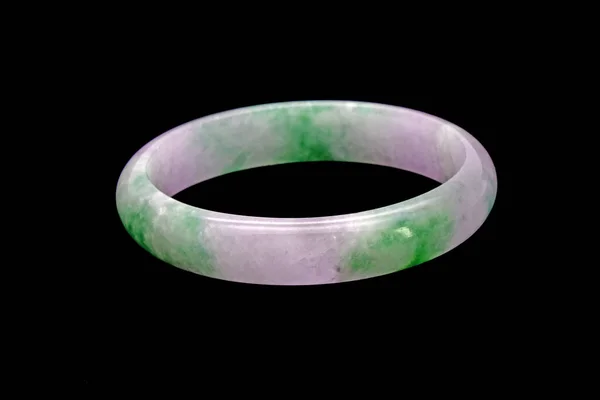 Purple Green Burmese Jade Bracelet Isolated Black Background — Stock Photo, Image