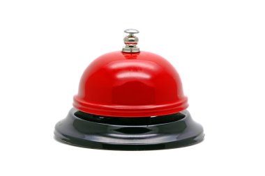 Kırmızı çağrı zili beyaz arkaplanda izole edildi