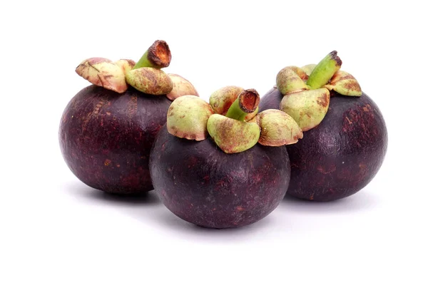 Mangosteen Isolert Hvit Bakgrunn Mangosteinene Den Berømte Deilige Frukten Fra – stockfoto