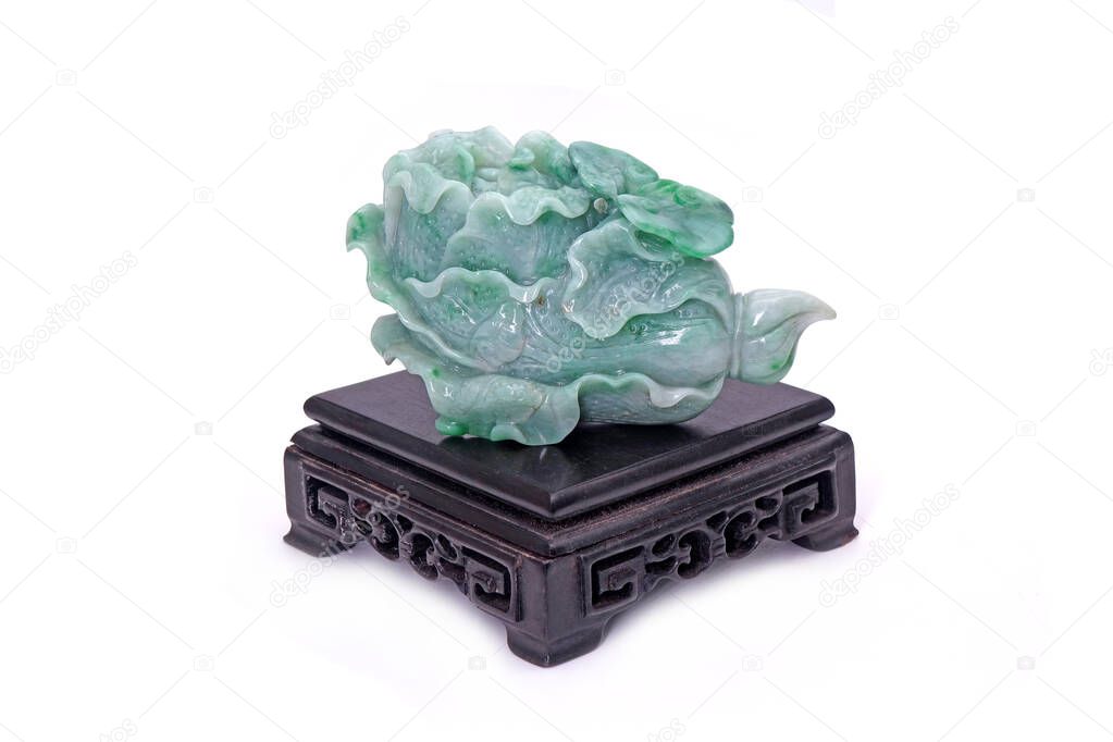 Chinese cabbage jade carving isolated on white background