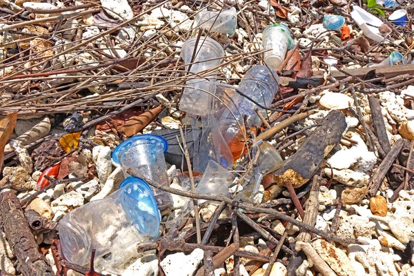 Contaminación Playa Isla Sin Ningún Viajero Basura Flotando Mil Millas —  Fotos de Stock