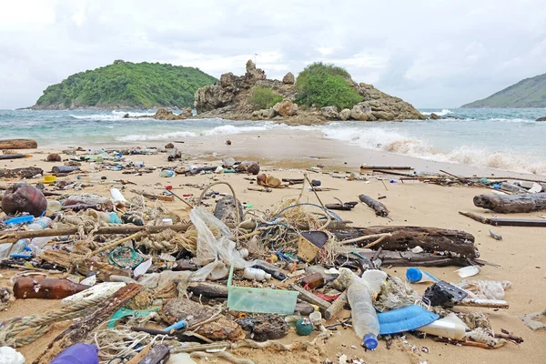 Contaminación Contaminación Playa Basura Playa Enfoque Selectivo Espacio Copia —  Fotos de Stock