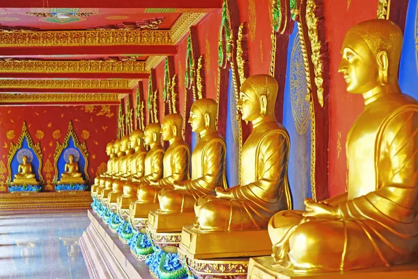 Golden Statues Arhat Arahant Buddhist Saints Wat Bang Thong Temple — Stock Photo, Image