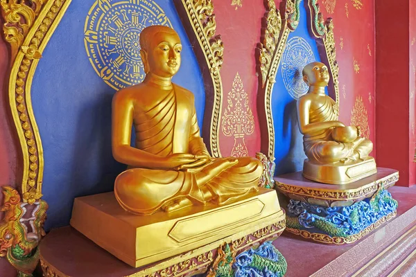 泰国克拉比省Wat Bang Thong的Upagupta 和Pindola Bharadvaja 的金像 有选择的重点 — 图库照片
